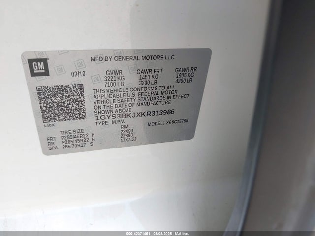 2019 CADILLAC ESCALADE 1GYS3BKJXKR313986 Photo 8