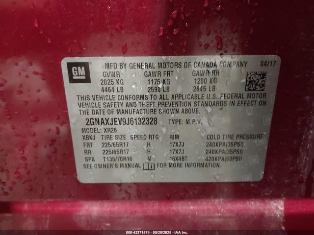 Chevrolet EQUINOX LT 2018 2GNAXJEV9J6132328 Image 9