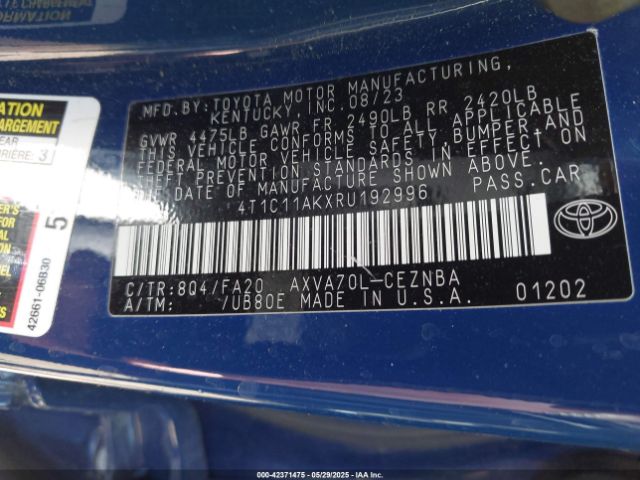 2024 TOYOTA CAMRY 4T1C11AKXRU192996 Photo 8