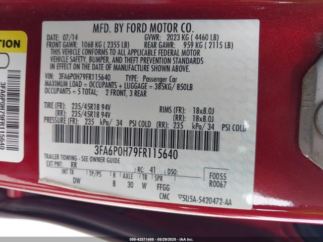 3FA6P0H79FR115640 Ford 2015