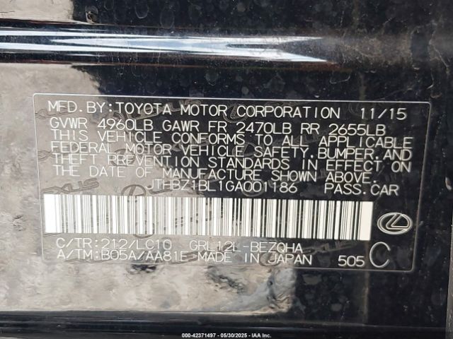 2016 LEXUS GS 350 JTHBZ1BL1GA001186 Photo 8