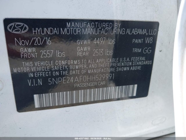 Hyundai Sonata 2017 5NPE24AF0HH529991 Image 9