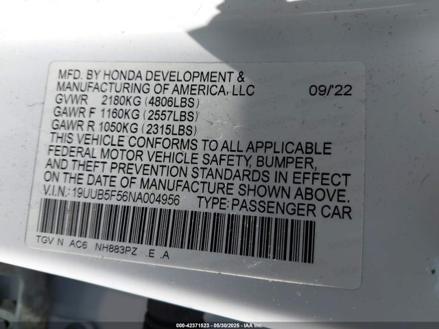 19UUB5F56NA004956 Acura k20c6