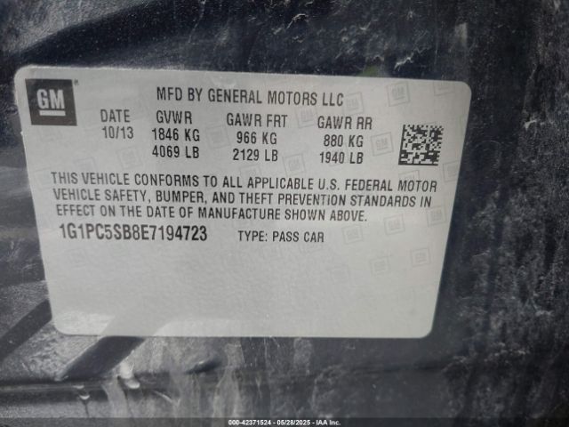 1G1PC5SB8E7194723 Chevrolet Cruze 1lt Auto