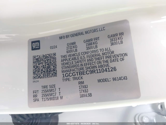 1GCGTBEC9R1104126 Chevrolet l2r