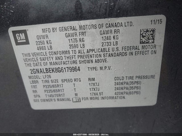 2GNALBEK8G6179964 Chevrolet EQUINOX LS