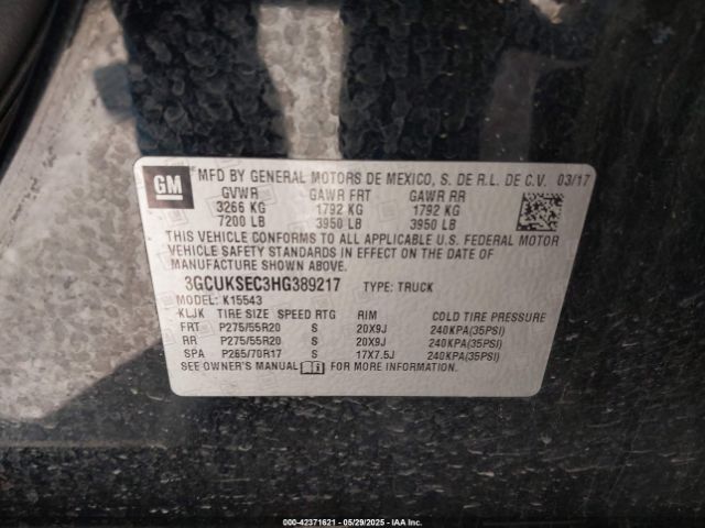 2017 CHEVROLET SILVERADO 1500 3GCUKSEC3HG389217 Photo 8