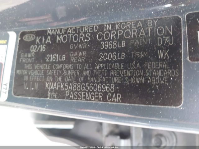KNAFK5A88G5606968 KIA FORTE LX