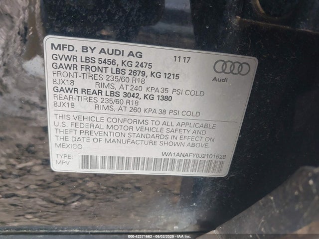 WA1ANAFY0J2101628 Audi Q5