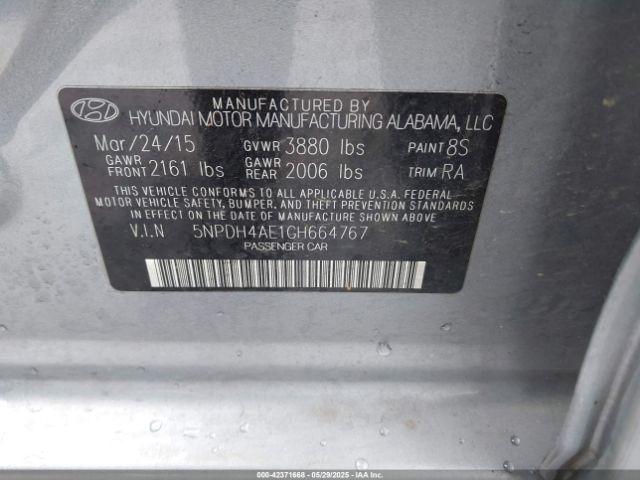 5NPDH4AE1GH664767 Hyundai ELANTRA SE