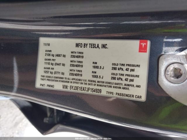 5YJ3E1EA7JF154939 Tesla Model 3 Long Range/mid Range