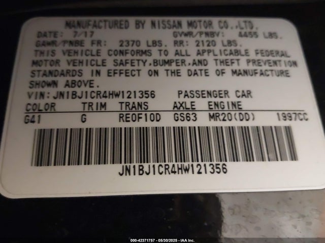JN1BJ1CR4HW121356 Nissan 2017
