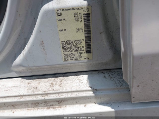 1N4AL3AP0GC158037 Nissan Altima 2.5 Sv