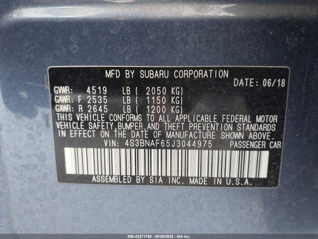 Subaru u5 2018 4S3BNAF65J3044975 Image 9