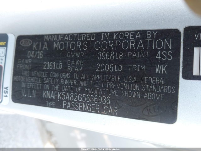 KNAFK5A82G5636936 KIA gdi nu