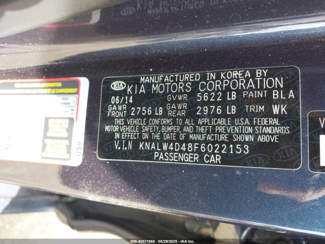 KNALW4D48F6022153 KIA 2015