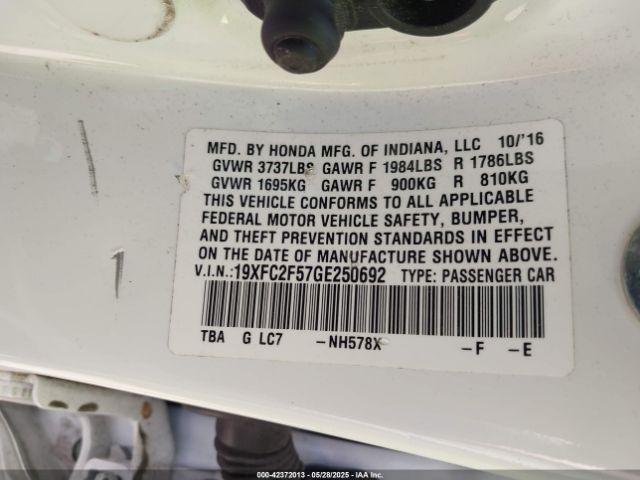 19XFC2F57GE250692 Honda Civic Lx