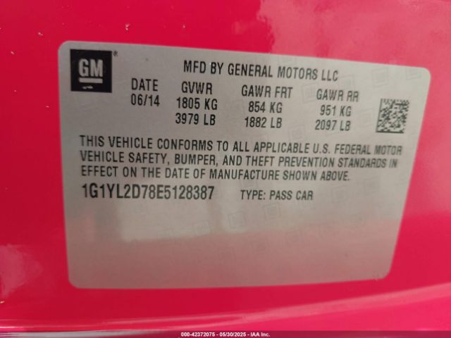 2014 CHEVROLET CORVETTE STINGRAY 1G1YL2D78E5128387 Photo 8