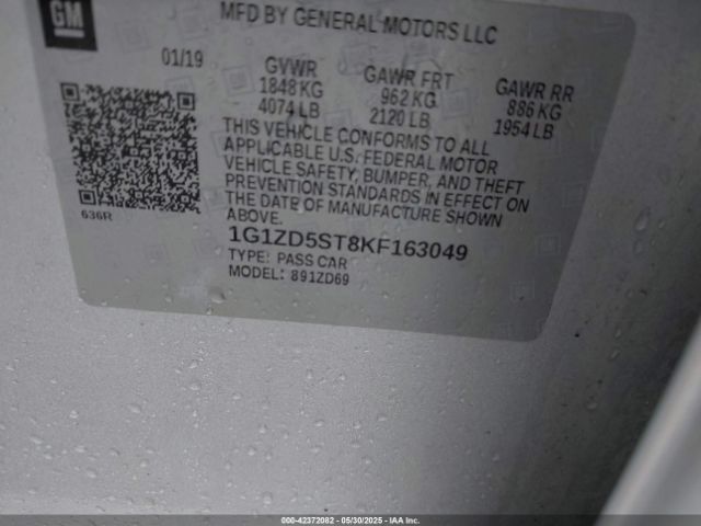 2019 CHEVROLET MALIBU 1G1ZD5ST8KF163049 Photo 8