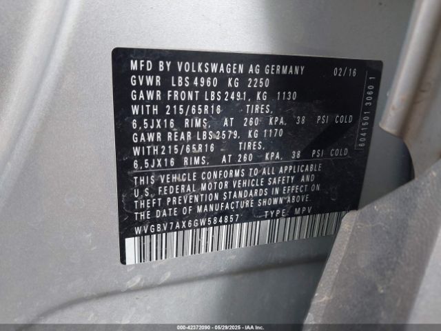 2016 VOLKSWAGEN TIGUAN WVGBV7AX6GW584857 Photo 8