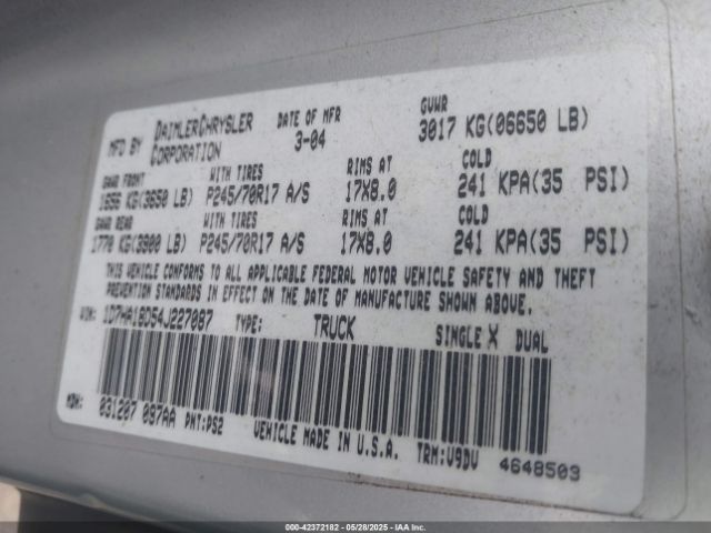 2004 DODGE RAM 1500 1D7HA18D54J227087 Photo 8