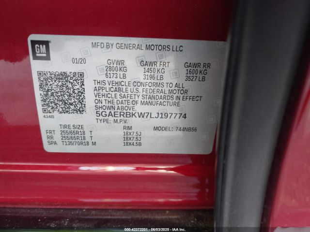 2020 BUICK ENCLAVE 5GAERBKW7LJ197774 Photo 8