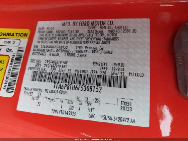 1FA6P8TH6F5308152 Ford Mustang Ecoboost