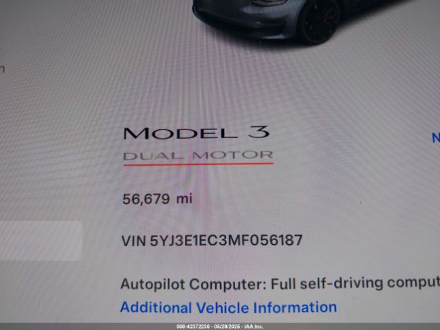 5YJ3E1EC3MF056187 Tesla Model 3 Performance Dual Motor All-wheel Drive