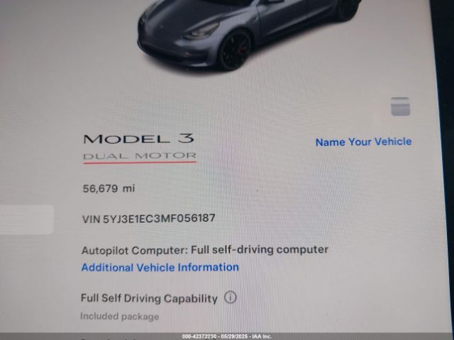 5YJ3E1EC3MF056187 Tesla Model 3 Performance Dual Motor All-wheel Drive