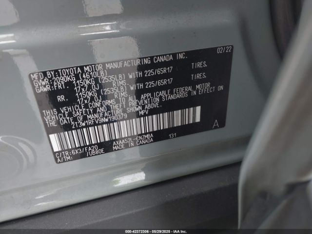 2022 TOYOTA RAV4 2T3W1RFV9NW190379 Photo 8
