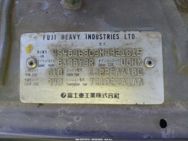 1991 SUBARU LEGACY 4S4BJ63C3M7921815 Photo 8