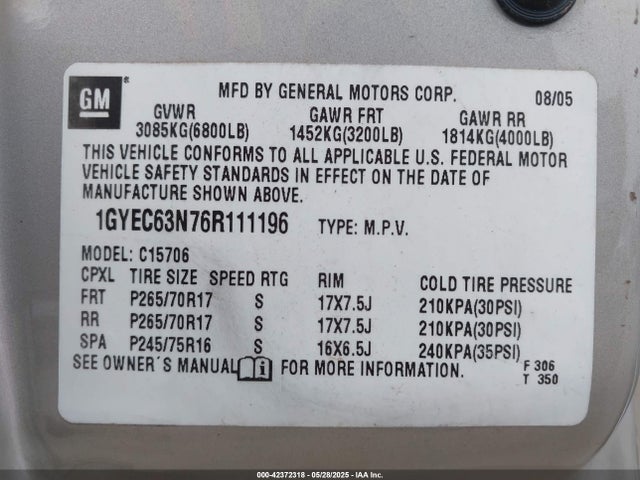 2006 CADILLAC ESCALADE 1GYEC63N76R111196 Photo 8