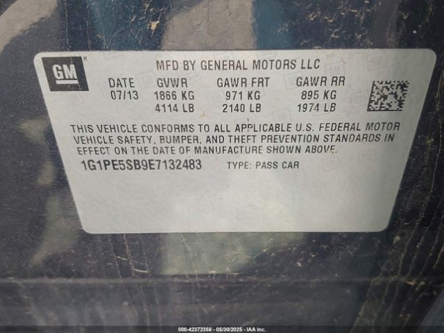 1G1PE5SB9E7132483 Chevrolet Cruze 2lt Auto