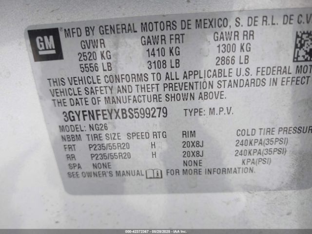 2011 CADILLAC SRX 3GYFNFEYXBS599279 Photo 8