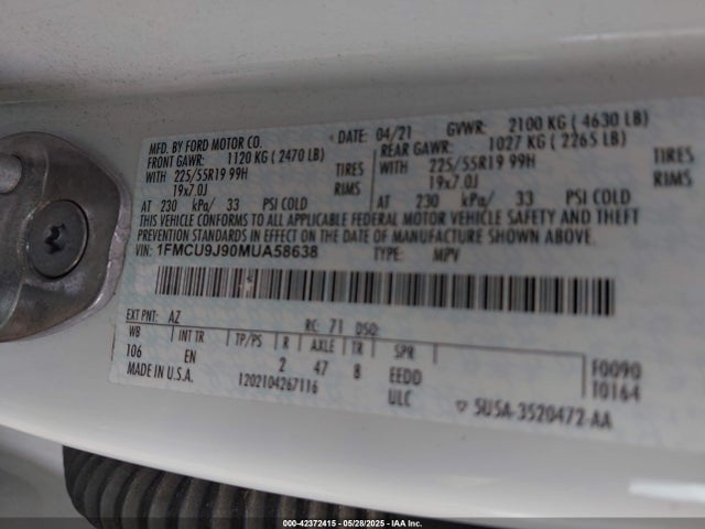 1FMCU9J90MUA58638 Ford gtdi