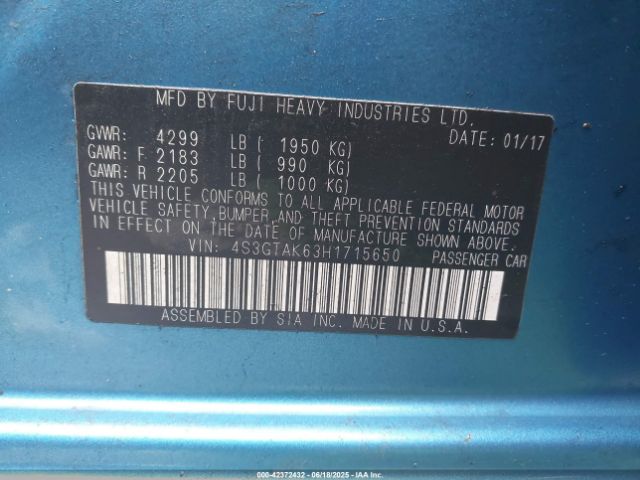 2017 SUBARU IMPREZA 4S3GTAK63H1715650 Photo 8