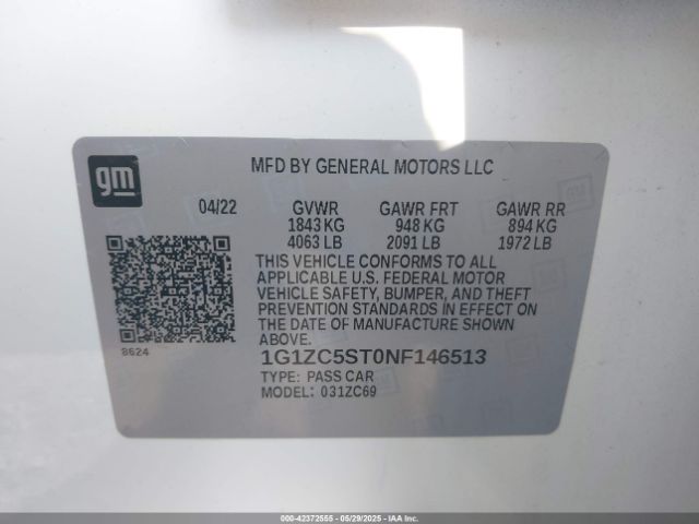 2022 CHEVROLET MALIBU 1G1ZC5ST0NF146513 Photo 8