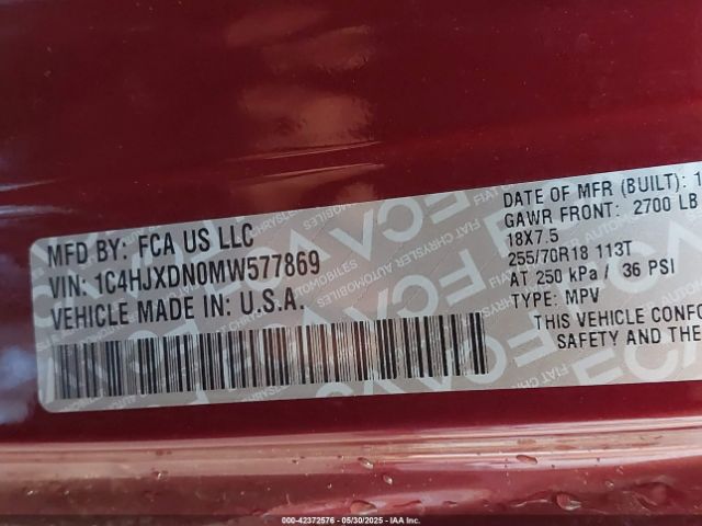 1C4HJXDN0MW577869 Jeep 2021