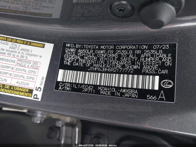 JTHP6JBH6R2177772 Lexus m20a-fxs, 3nm