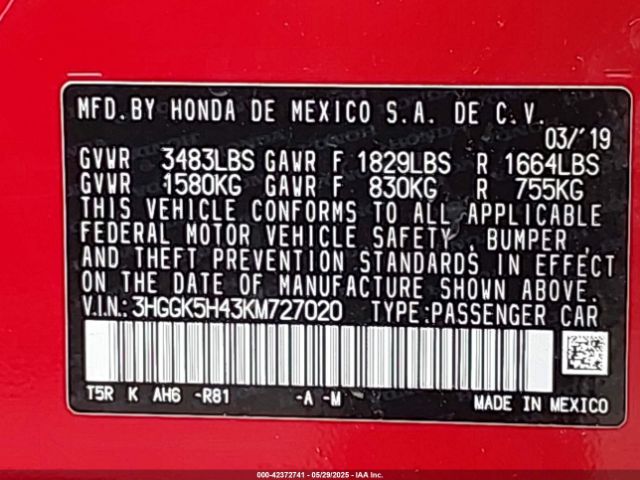 2019 HONDA FIT 3HGGK5H43KM727020 Photo 8