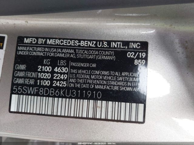2019 MERCEDES-BENZ C 300 55SWF8DB6KU311910 Photo 8