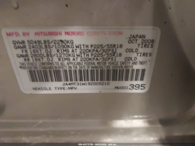 2009 MITSUBISHI OUTLANDER JA4MT31W19Z005210 Photo 8