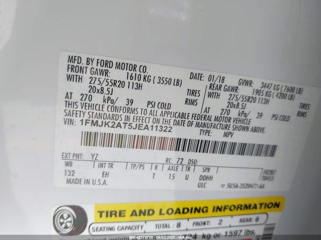 1FMJK2AT5JEA11322 Ford 3.5l gtdi