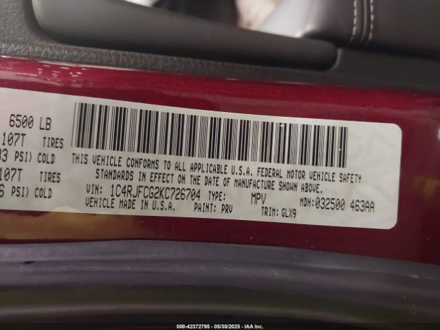 2019 JEEP GRAND CHEROKEE 1C4RJFCG2KC726704 Photo 8