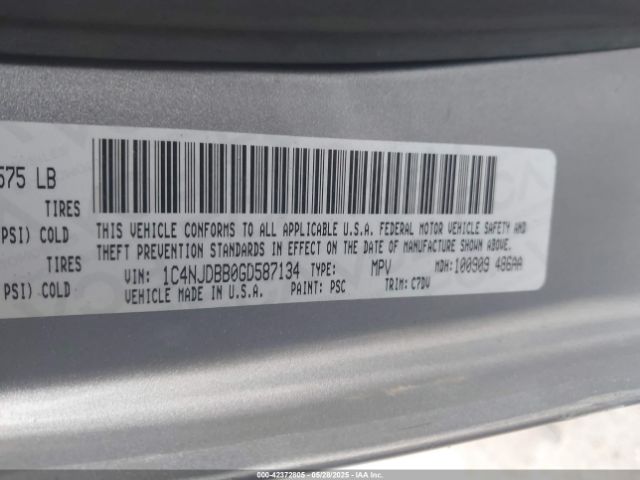 1C4NJDBB0GD587134 Jeep Compass Sport