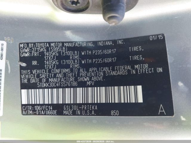 5TDKK3DC4FS576186 Toyota Sienna Le 8 Passenger