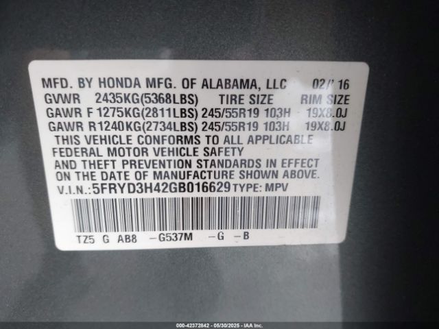 2016 ACURA MDX 5FRYD3H42GB016629 Photo 8