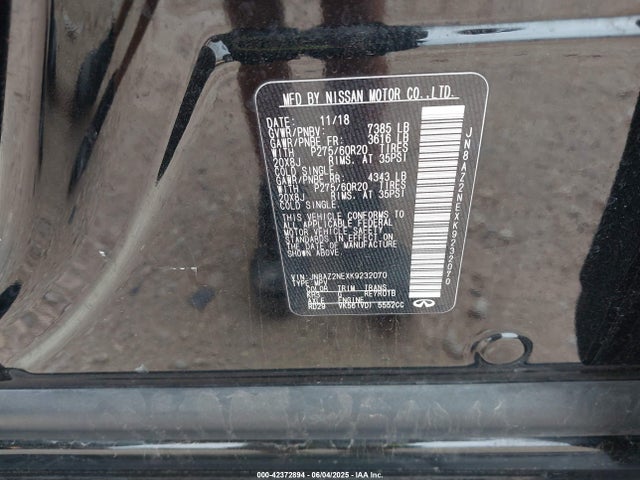 JN8AZ2NEXK9232070 Infiniti 2019