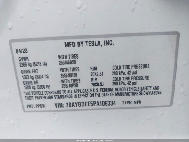 2023 TESLA MODEL Y 7SAYGDEE5PA109334 Photo 8