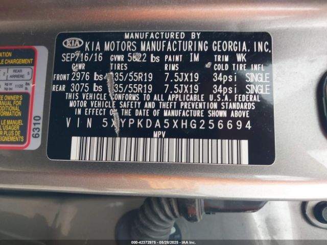 2017 KIA SORENTO 5XYPKDA5XHG256694 Photo 8